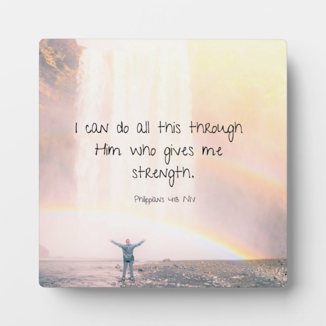 Plaque Photo Encouragement Bible Verse Citation Cascade (Devant)