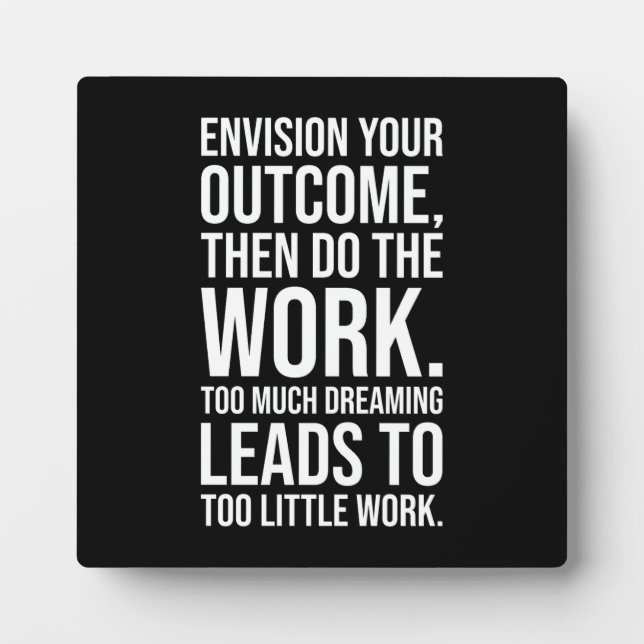 Plaque Photo Envisager Et Faire Le Travail, Gym, Hustle, Succès (Devant)