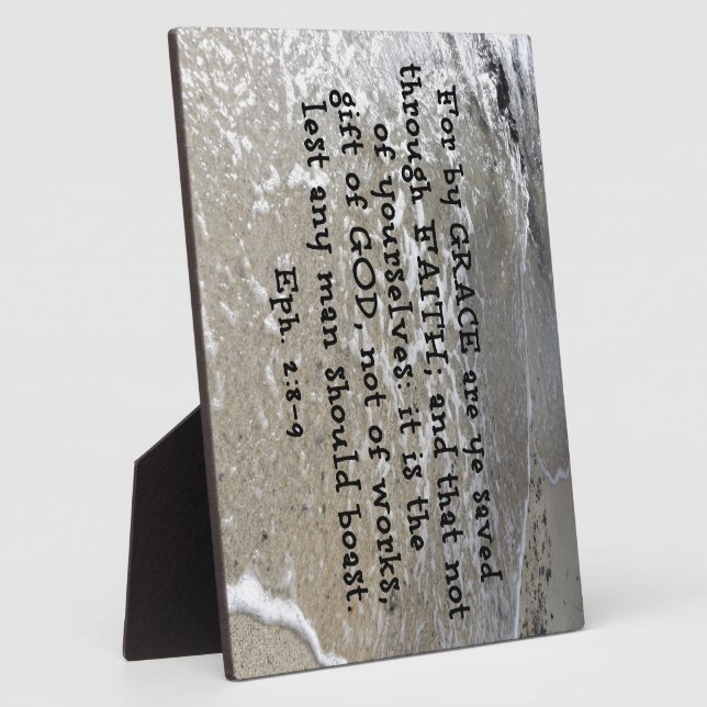 Plaque Photo Éphésiens 2:8-9 Car par la grâce vous êtes sauvés  (Côté)