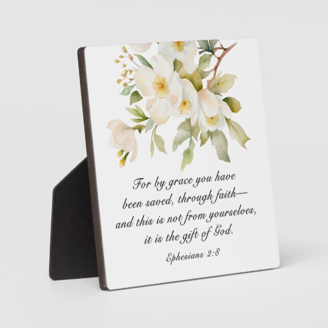 Plaque Photo Éphésiens 2:8 Par grâce vous avez sauvé la Bible (Recto)