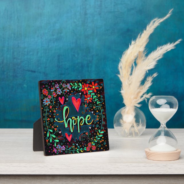 Plaque Photo Espoir Pretty Floral Inspirivity Easel (Insitu)