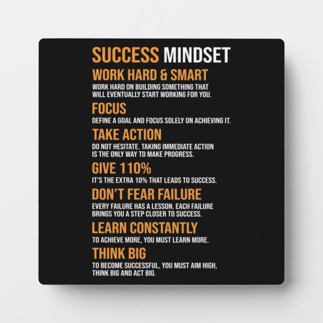 Plaque Photo État d'esprit du succès - Motivation (Devant)