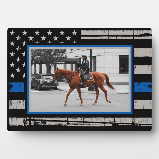 Plaque Photo États-Unis Police du drapeau américain Ligne bleue (Devant)
