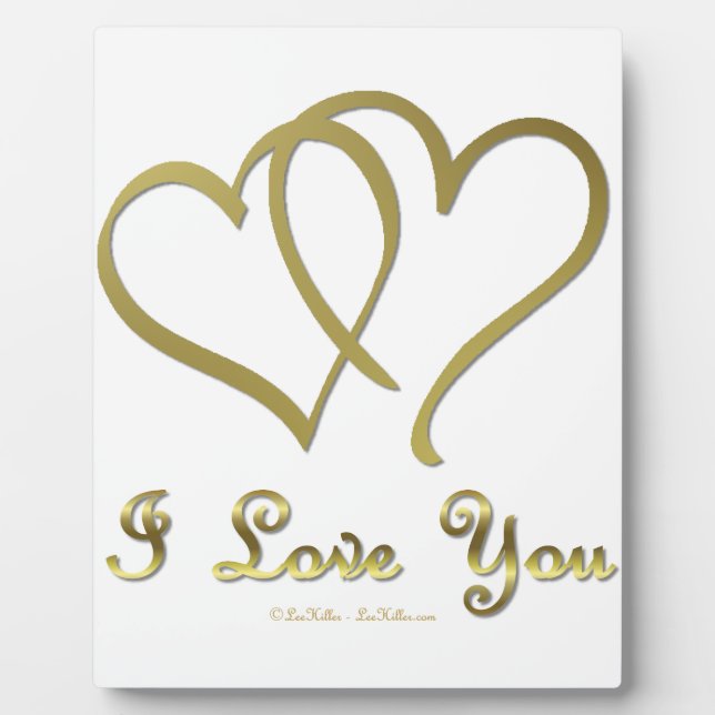 Plaque Photo Eventré Gold Hearts i Love You (Devant)