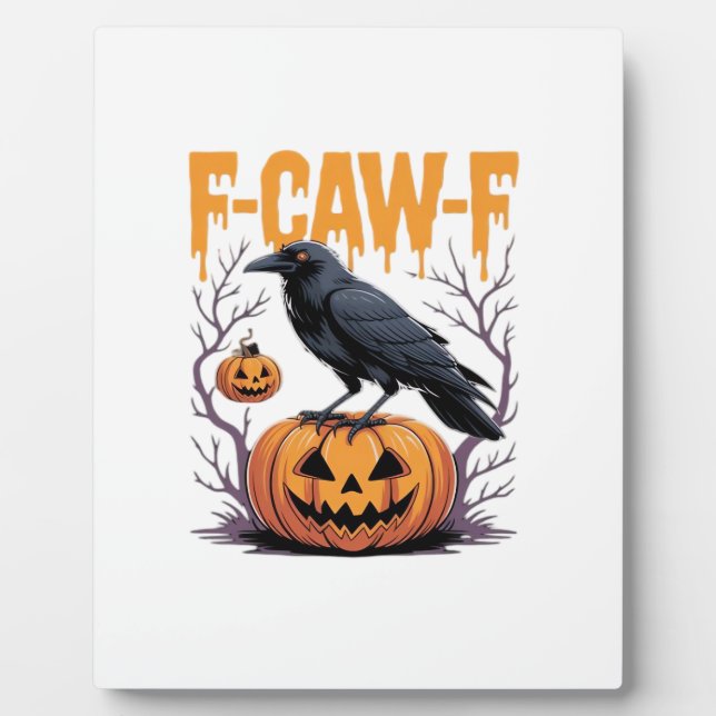 Plaque Photo F-Caw-F Classic Halloween Raven Pumpkin Tee - Spoo (Devant)
