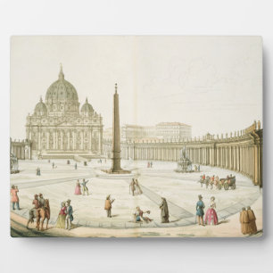 Plaque Photo Façade de St-Pierre à Rome avec la Piazza devant