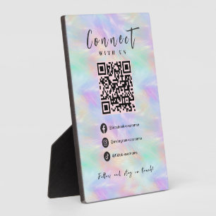 Plaque Photo Facebook Instagram Tiktok QR Code Iridescal Opal