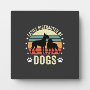 Plaque Photo Facilement distrait par les chiens Vintage Retro C