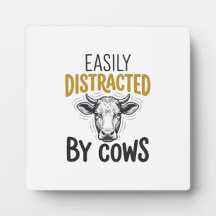 Plaque Photo Facilement Distrait Par Les Vaches Drôle De T-Shir