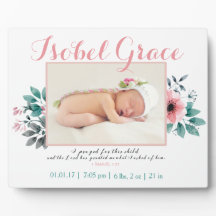Faire-part de naissance florale avec verse bibliqu