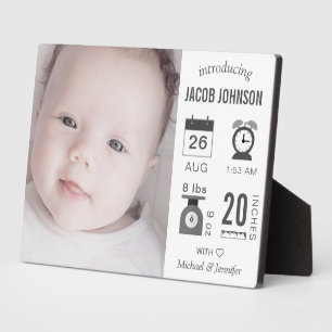 Plaque Photo Faire-part de naissance photo Infographique modern