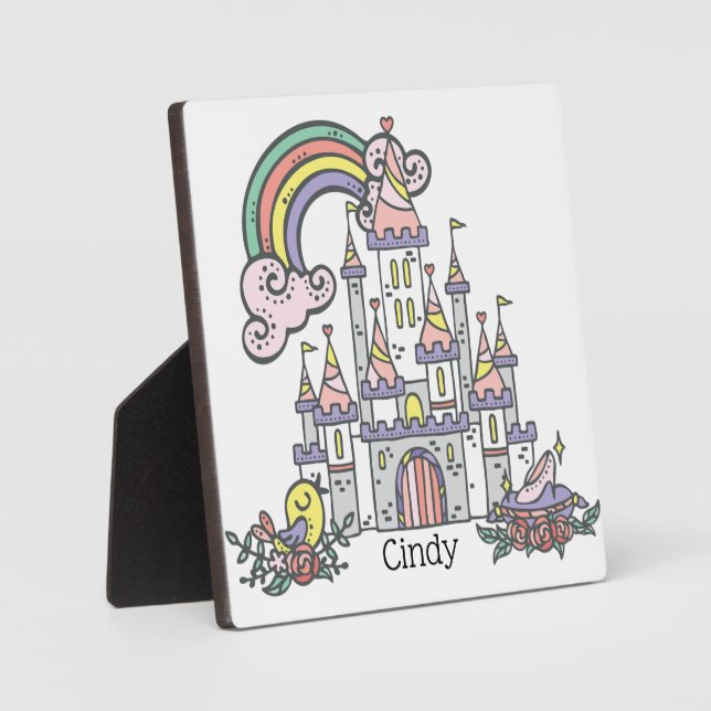 Plaque Photo Fairytale Castle Princess Nom personnalisé (Recto)