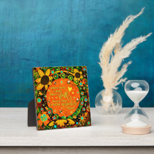 Plaque Photo Faith Jolie Orange Jaune Floral Bumblebee Irelyn