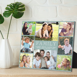 Plaque Photo Famille 8 Photo Collage Sage Green