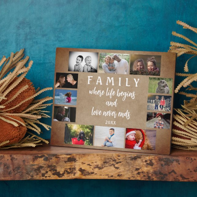 Plaque Photo Famille Rustique Yearly Dit Keepsaké Photo Collage (Côté)