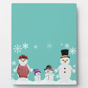 Plaque Photo famille snowman