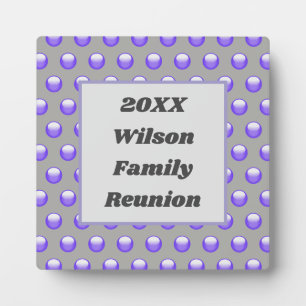 Plaque Photo Family Reunion Blue and Grey Polka Dot Event