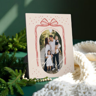 Plaque Photo Family Script Classy Chic Christmas Bow Arch Photo
