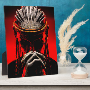 Plaque Photo Fantaisie Tribale Sombre Guerrier Priant