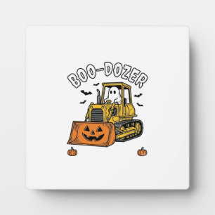 Plaque Photo Fantôme d'Halloween Boo Dozer Bulldozer Drôle_1