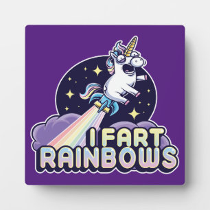 Plaque Photo Farting Unicorn - Funny Unicorn - I Fart Rainbows