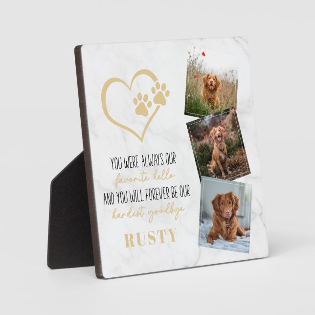 Plaque Photo Favori Hello Hardest Goodbye Pet Memorial (Recto)
