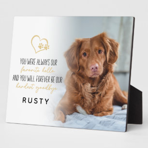 Plaque Photo Favori Hello Hardest Goodbye Pet Memorial