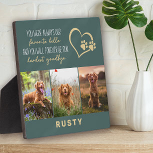 Plaque Photo Favori Hello Hardest Goodbye Pet Memorial