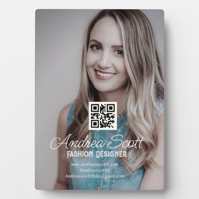 Plaque Photo Femme chef d'entreprise ajouter nom photo q r code (Devant)