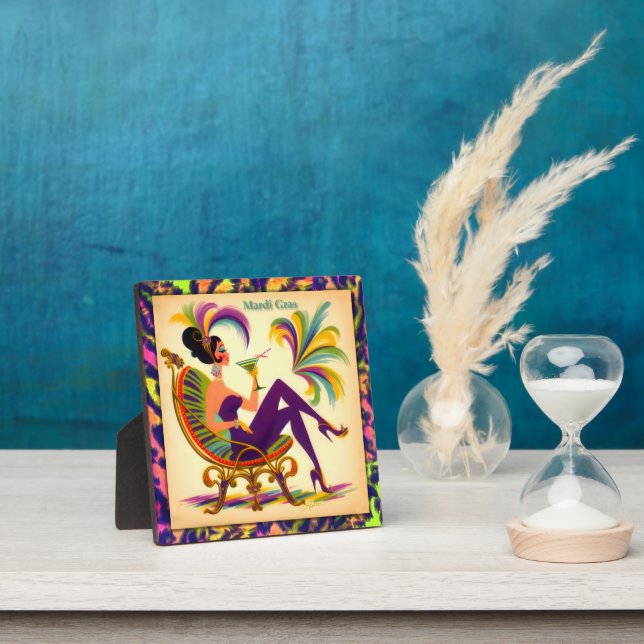 Plaque Photo Femme Mardi Gras Martini du milieu du siècle futur (Insitu)