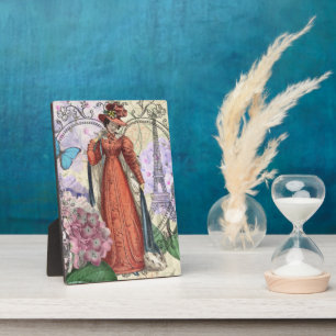 Plaque Photo Femme victorienne à la mode rouge colorée