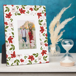 Plaque Photo Festive Festive Floral en blanc