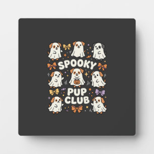 Plaque Photo Fête de chien de Halloween avec noeud