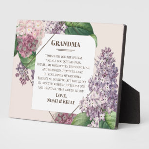 Plaque Photo Fête des Mères Fleurs cadeaux Grand-mère de petits