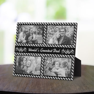 Plaque Photo Fête des pères de collage photo Chevron noir et bl