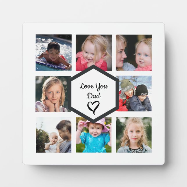 Plaque Photo Fête des pères Photo Collage blanc (Devant)