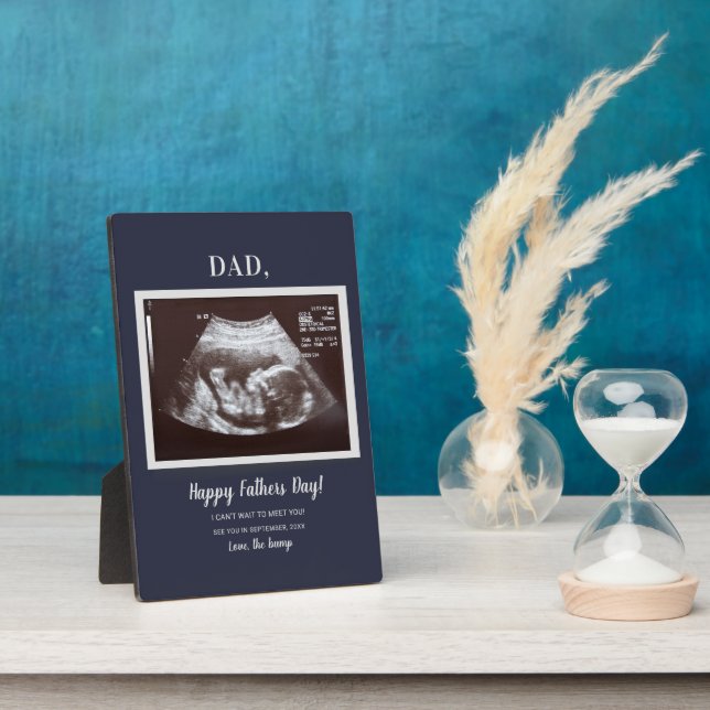 Plaque Photo Fête des pères Script Baby Ultrasound Photo Papa (Côté)