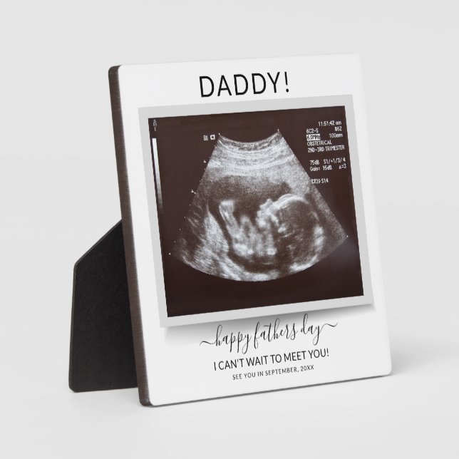 Plaque Photo Fête des pères Ultrasound Grossesse Révéler papa (Recto)