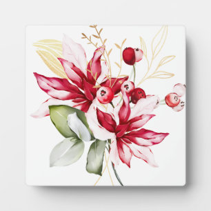Plaque Photo Fête d'hiver poinsettia aquarelle fleurs