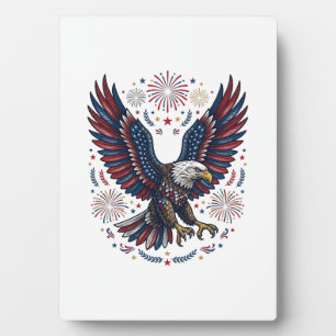 Plaque Photo Feu d'artifice aigle chauve patriotique vecteur vi
