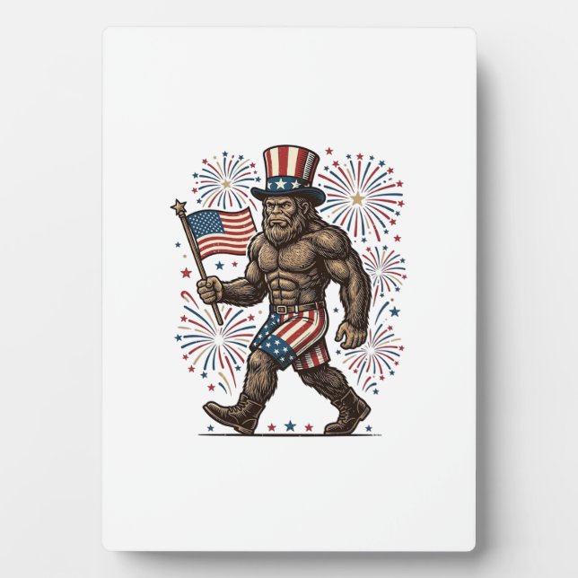 Plaque Photo Feu d'artifice de Sasquatch patriotique Gravure vi (Devant)