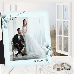 Plaque photo Feuille en bleu poussiéreux avec Ease