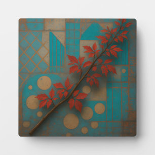 Plaque Photo Feuilles d'automne rouges Mosaïque géométrique tur