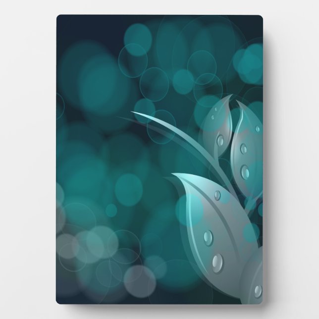 Plaque Photo Feuilles turquoise Bokeh (Devant)
