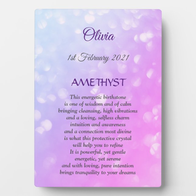 Plaque Photo Février Birthstone Amethyst conception (Devant)