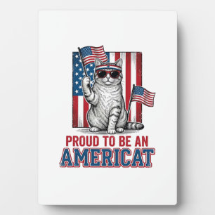 Plaque Photo Fier d'être un T-shirt de chat patriotique américa