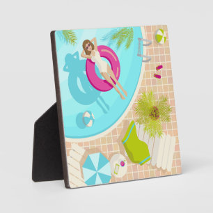 Plaque Photo Fille de piscine en bikini plage d'été