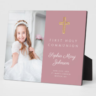 Plaque Photo Fille de première communion moderne Photo rose