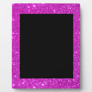 Plaque Photo Fille en verre noir avec cadre de Parties scintill