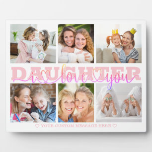 Plaque Photo FILLE I Love You 6 Photo Collage Rose 8x10